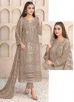 Faux Georgette Light Brown Eid Wear Embroidery Work Pakistani Suit